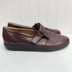 Hotter Comfort Loafers Womens 9 Maroon Leather Slip on Flats Shoes EUC